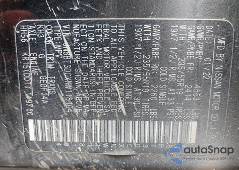 2022 Nissan Rogue Platinum Fwd from USA, damaged, VIN JN8BT3DCXNW118104